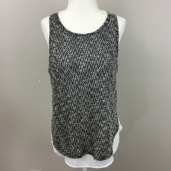 NWOT Bar III Black Split Layer Knit Top - Picture 1 of 7